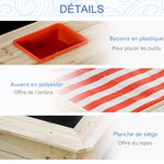 Bac à Sable Bois Sapin carré dim. 1,18 x 1,18 x 1,18 m - Hauteur, Inclinaison Toit réglables, refermable - 2 bacs