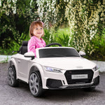 Voiture électrique enfant véhicule électrique enfant Audi TT RS 12 V 30 W V. Max. 3 Km/h télécommande 2,4G Effets sonores + Lumineux Blanc