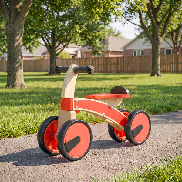 Voiture Porteur pour Enfants, Véhicule à Pousser Sans Pédales avec Roues en EVA et Dossier, 2 à 3 Ans, Rouge