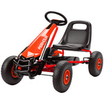 Kart à pédales Go-Kart pour enfants siège réglable pneus EVA embrayage manuel et frein 110 x 61 x 62 cm rouge