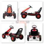 Kart à pédales Go-Kart pour enfants siège réglable pneus EVA embrayage manuel et frein 110 x 61 x 62 cm rouge