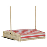 Bac à Sable Bois Sapin carré dim. 1,18 x 1,18 x 1,18 m - Hauteur, Inclinaison Toit réglables, refermable - 2 bacs