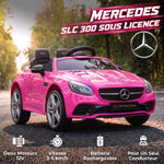 Voiture électrique enfants licence Mercedes SLC 300 12V V. Max. 5 Km/h effets sonores lumineux télécommande rose