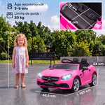 Voiture électrique enfants licence Mercedes SLC 300 12V V. Max. 5 Km/h effets sonores lumineux télécommande rose