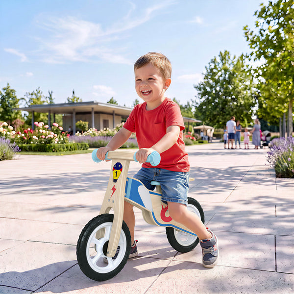 Draisienne Enfants Vélo Bébé sans Pédales avec Selle Réglable en PU, pour 3-5 Ans Jusqu'à 50 kg, Bois Naturel