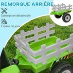 Tracteur électrique avec remorque amovible, pour enfants de 3 à 6 ans avec télécommande MP3 musique affichage lumières