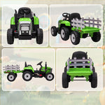 Tracteur électrique avec remorque amovible, pour enfants de 3 à 6 ans avec télécommande MP3 musique affichage lumières
