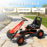 Kart à pédales Go-Kart pour enfants siège réglable pneus EVA embrayage manuel et frein 110 x 61 x 62 cm rouge